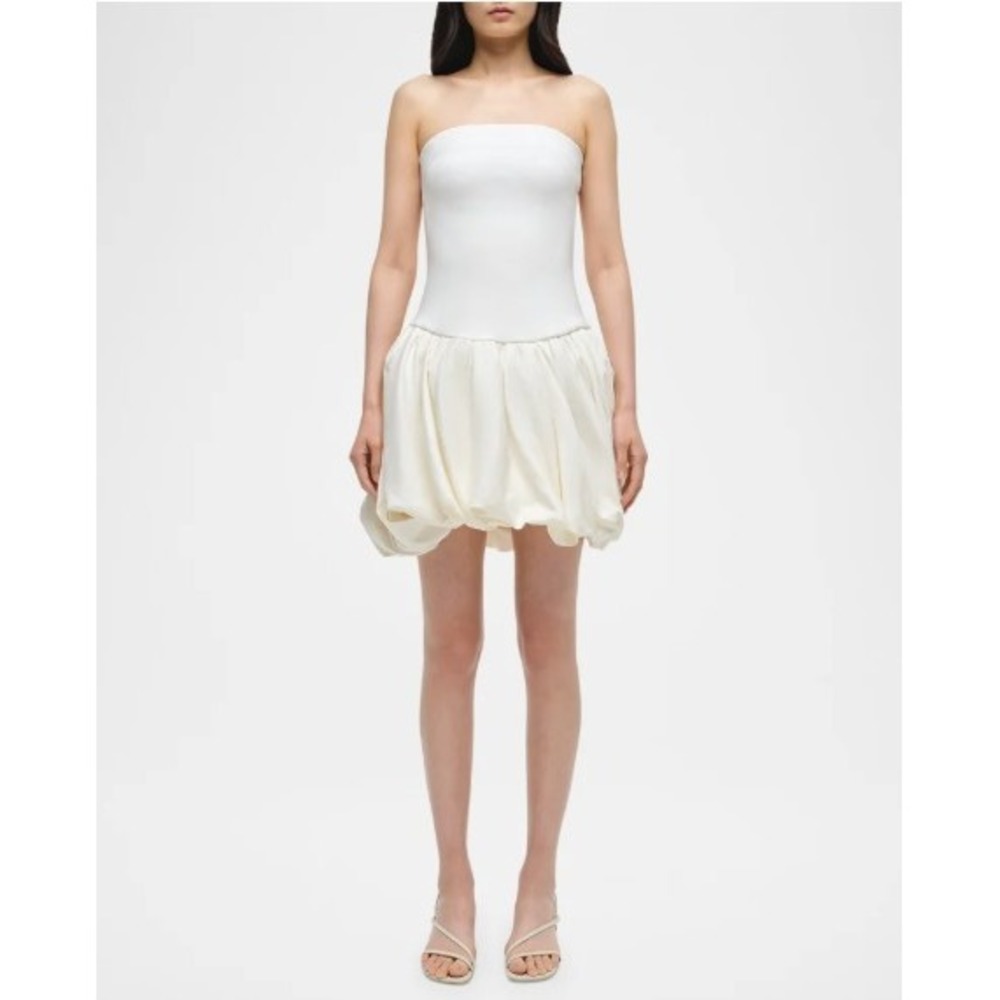 Simkhai Pollie Dress Strapless Bubble Mini Bridal Shower Party White Size Large